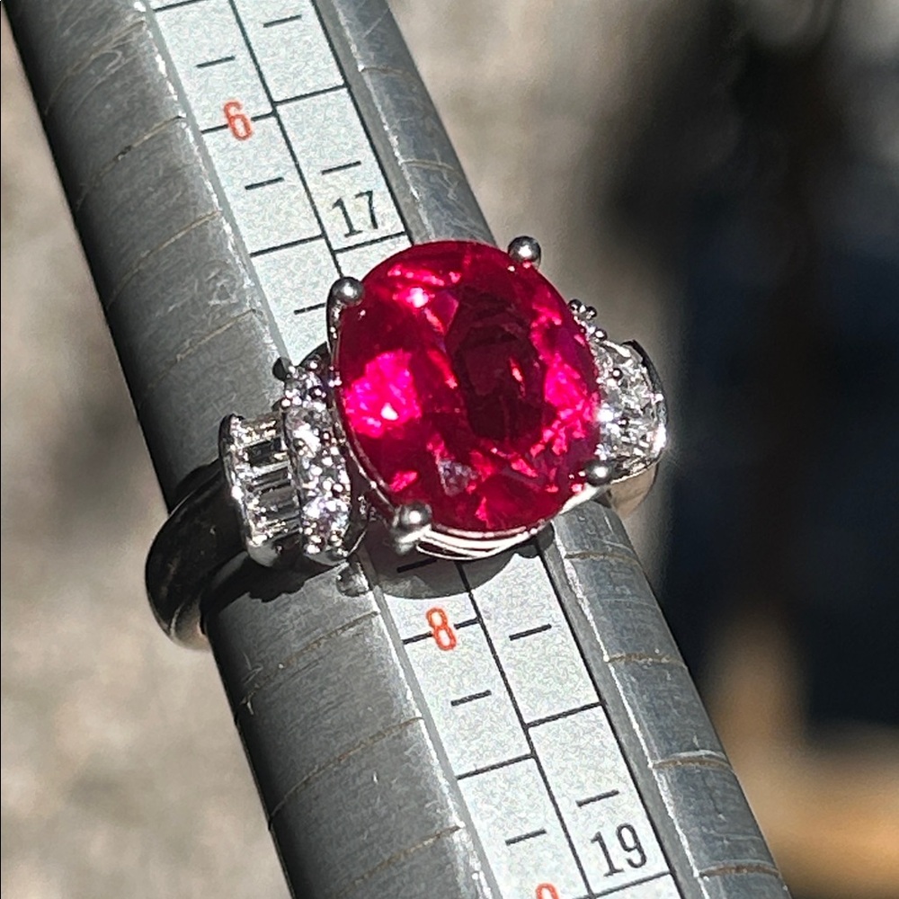 Sterling Silver Ruby White Topaz Gemstone Ring - image 8